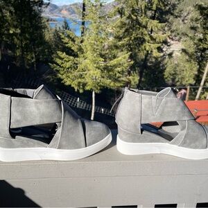 Journee Collection Charcoal Cutout Sneakers
